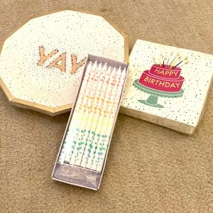 Mara-me Roobee pks of plates napkins. Merimeri long neon star candles all NWT